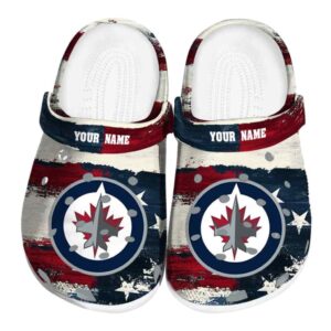 customized winnipeg jets patriotic stripes clog best selling