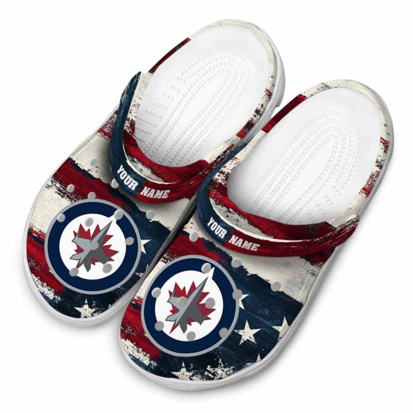 customized winnipeg jets patriotic stripes clog latest model