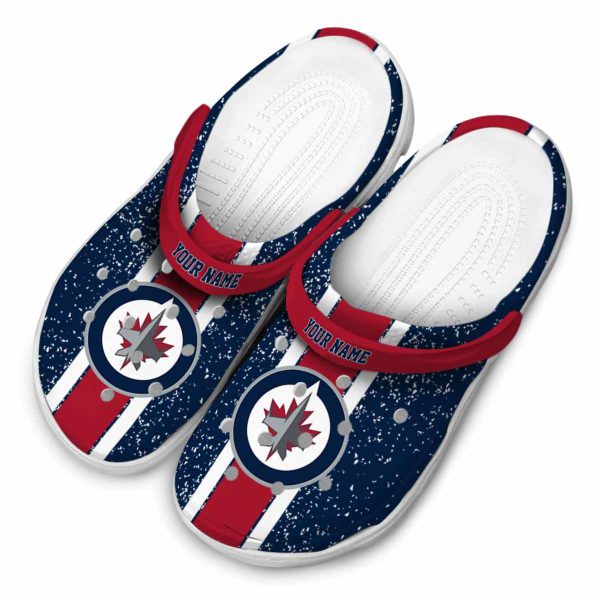customized winnipeg jets vertical stripes clog latest model