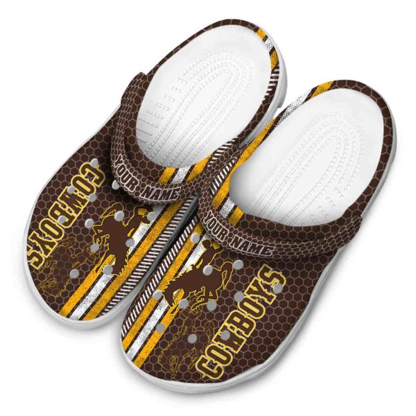 customized wyoming cowboys contrasting stripes clog latest model