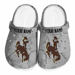 customized wyoming cowboys cracked texture clog best selling
