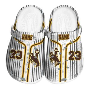 customized wyoming cowboys pinstripe pattern clog best selling
