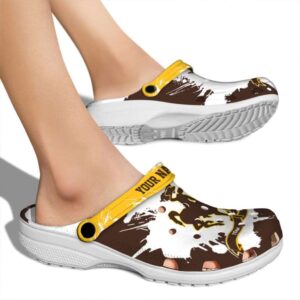 customized wyoming cowboys splatter pattern clog fashion forward