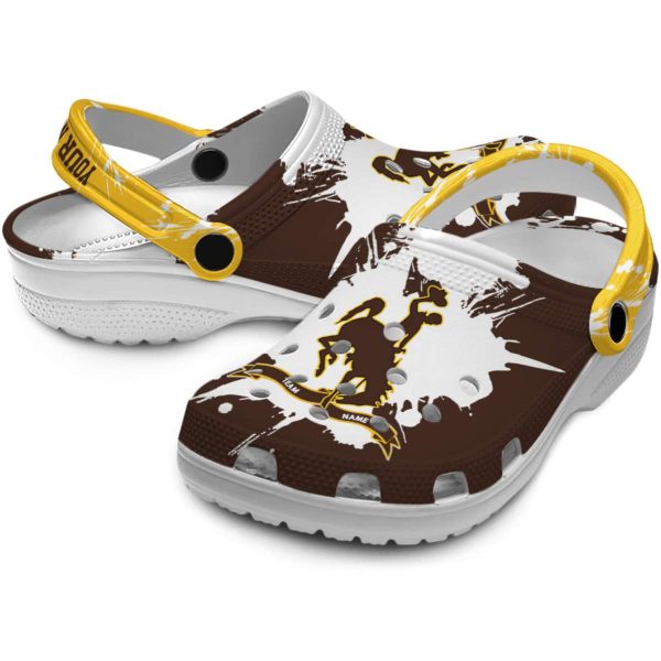 customized wyoming cowboys splatter pattern clog high quality
