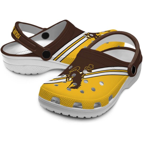 customized wyoming cowboys striped accents clog high quality