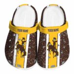 customized wyoming cowboys vertical stripes clog best selling