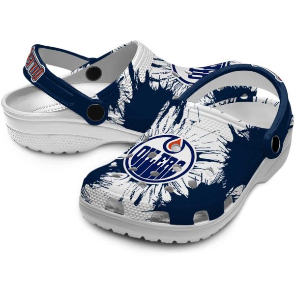 edmonton oilers splatter graphics clog high quality