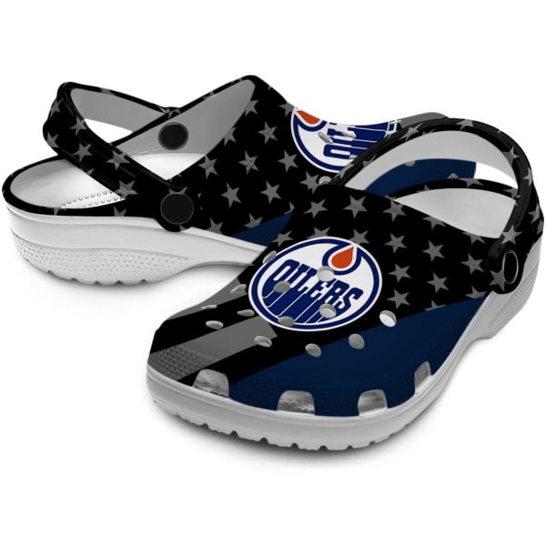 edmonton oilers stellar stripes theme clog high quality