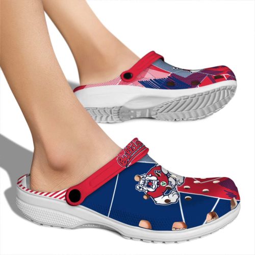 fresno state bulldogs geometric background clog fashion forward