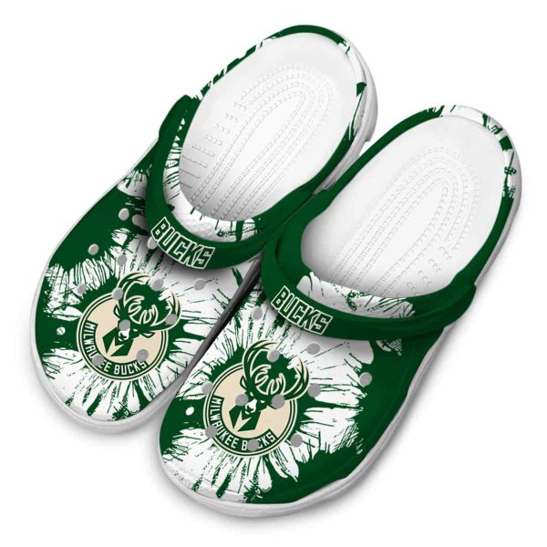milwaukee bucks splatter graphics clog latest model