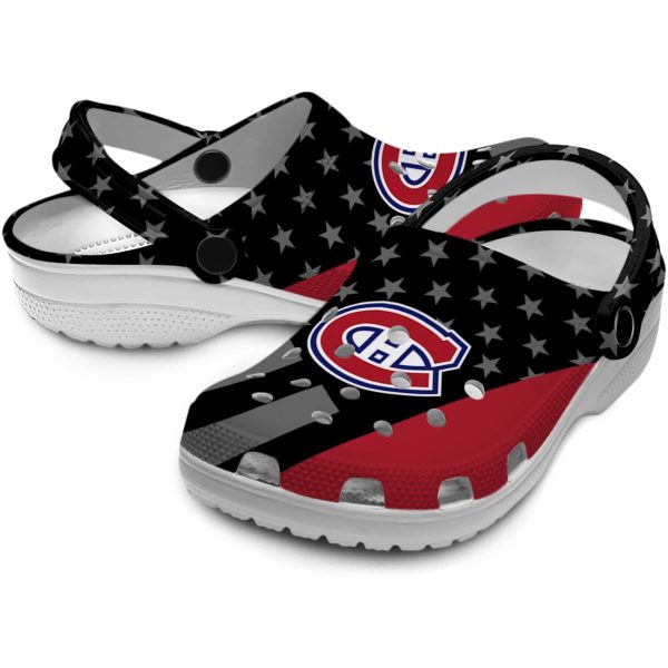 montreal canadiens stellar stripes theme clog high quality