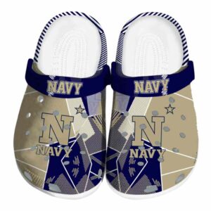 navy midshipmen geometric background clog best selling