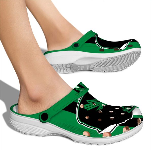 north texas mean green helmet stripes clog fashion forward