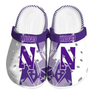 northwestern wildcats geometric background clog best selling
