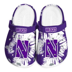 northwestern wildcats splatter graphics clog best selling