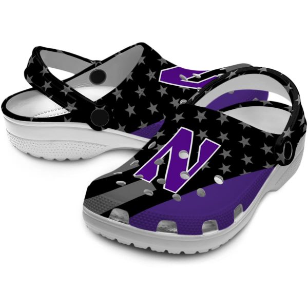northwestern wildcats stellar stripes theme clog high quality
