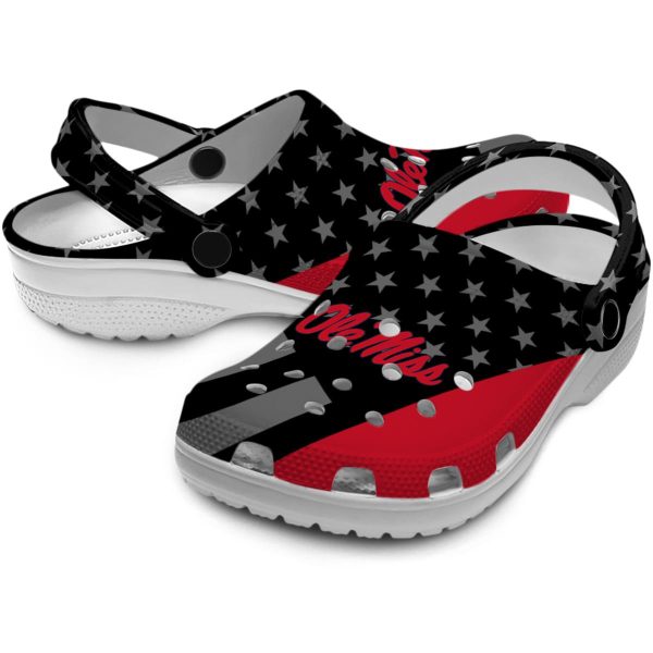 ole miss rebels stellar stripes theme clog high quality