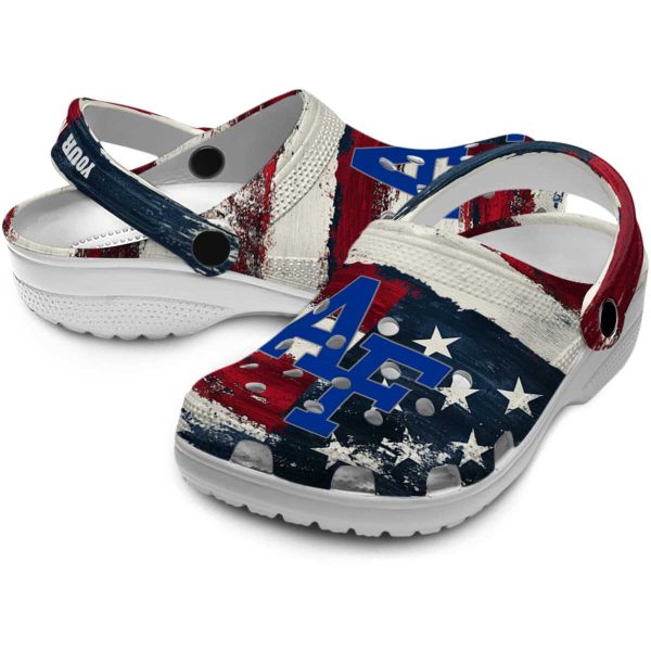 personalized air force falcons patriotic stripes clog high quality