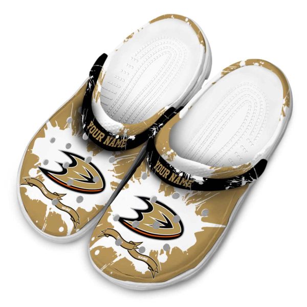 personalized anaheim ducks splatter pattern clog latest model