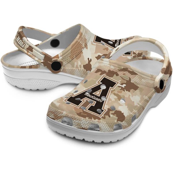 personalized appalachian state mountaineers desert camo clog high quality