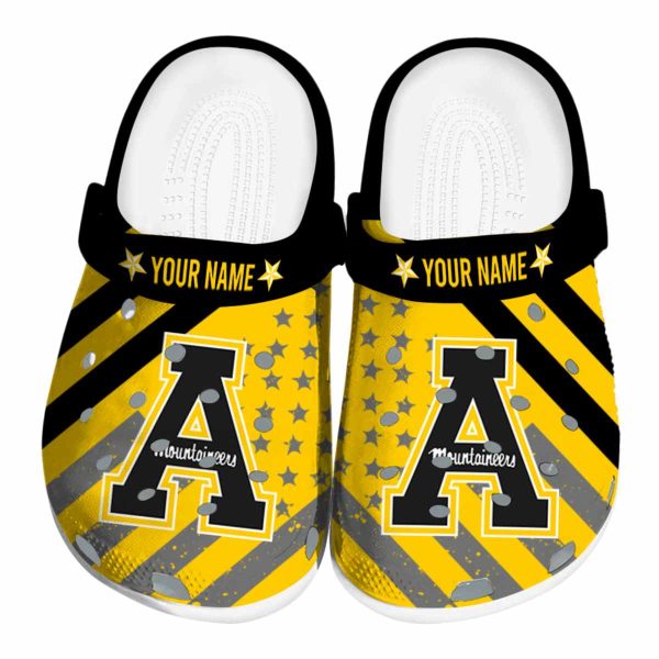 personalized appalachian state mountaineers star spangled graphic clog best selling