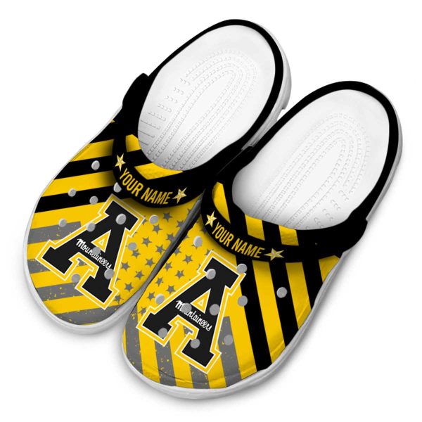 personalized appalachian state mountaineers star spangled graphic clog latest model