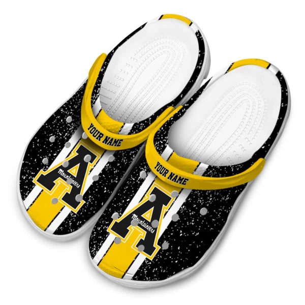 personalized appalachian state mountaineers vertical stripes clog latest model