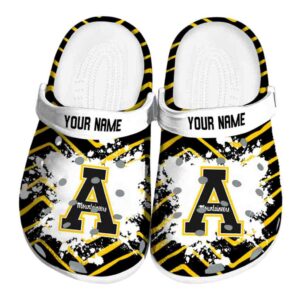 personalized appalachian state mountaineers zigzag paint burst clog best selling