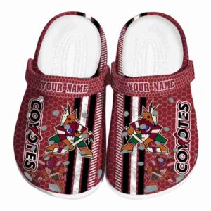 personalized arizona coyotes contrasting stripes clog best selling