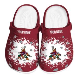 personalized arizona coyotes splatter background clog best selling