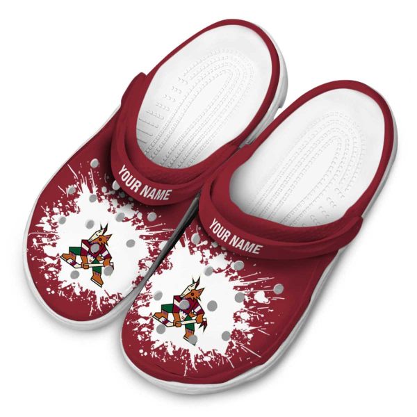 personalized arizona coyotes splatter background clog latest model