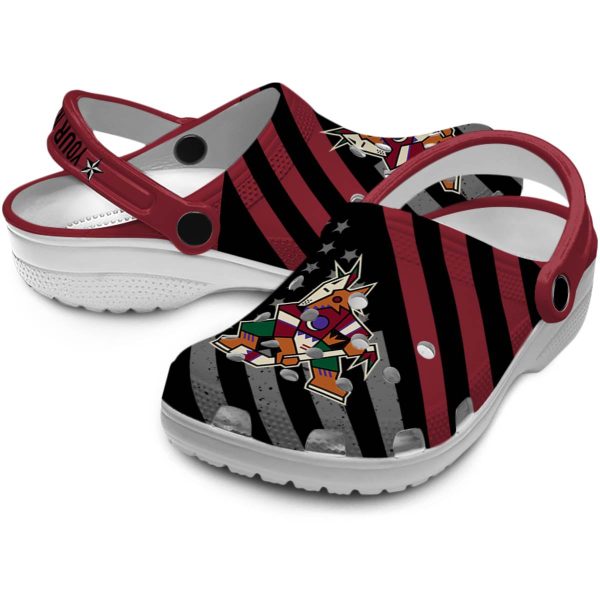 personalized arizona coyotes star spangled graphic clog high quality
