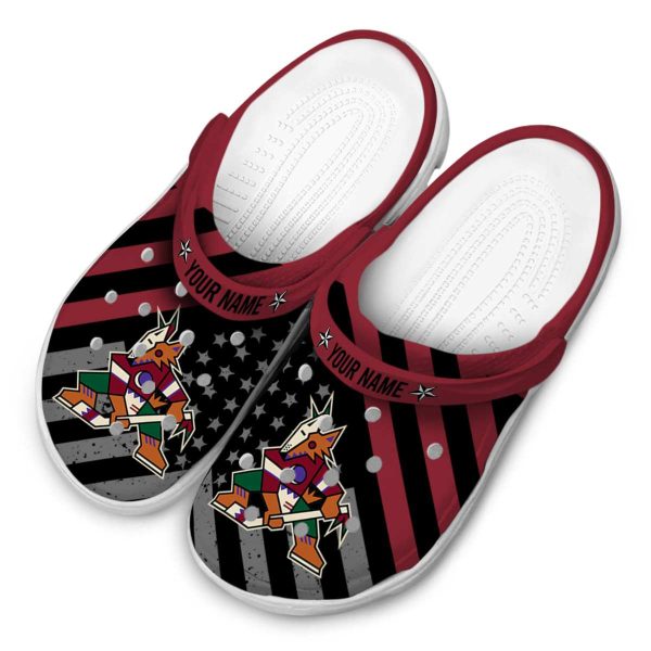 personalized arizona coyotes star spangled graphic clog latest model