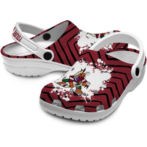 personalized arizona coyotes zigzag paint burst clog high quality