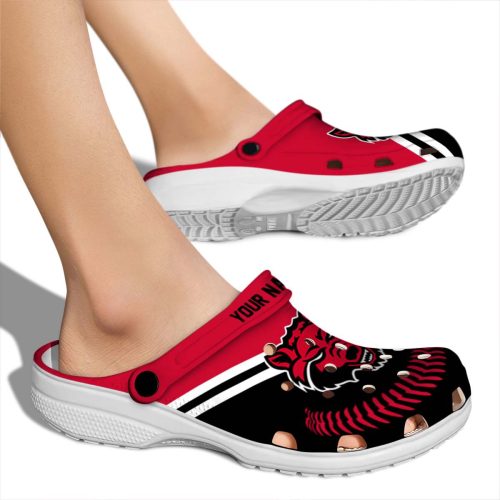 personalized arkansas state red wolves baseball motif clog fashion forward