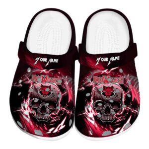personalized arkansas state red wolves gothic skull clog best selling