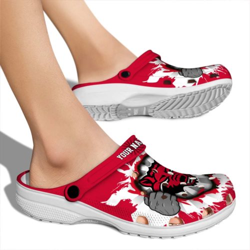 personalized arkansas state red wolves gripping hand clog fashion forward
