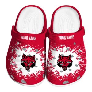 personalized arkansas state red wolves splatter background clog best selling