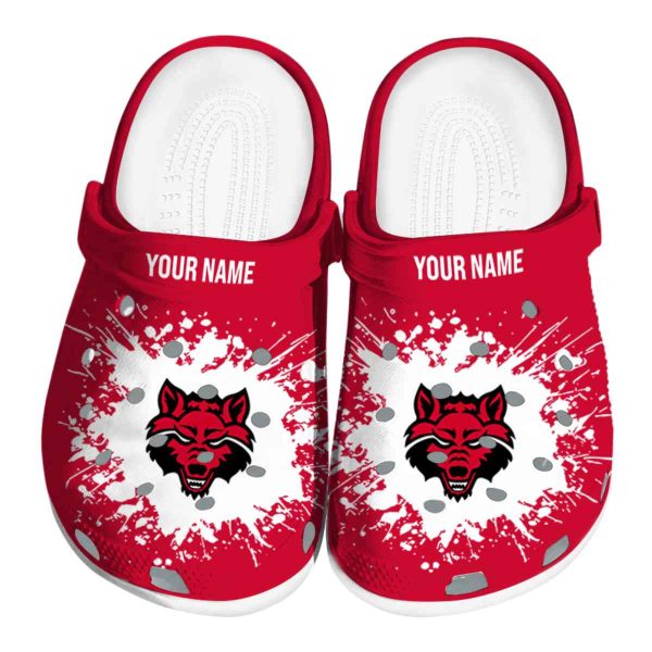 personalized arkansas state red wolves splatter background clog best selling