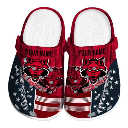 personalized arkansas state red wolves star spangled side pattern clog best selling