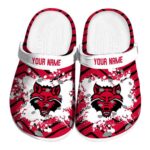 personalized arkansas state red wolves zigzag paint burst clog best selling