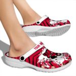 personalized arkansas state red wolves zigzag paint burst clog best selling