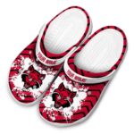 personalized arkansas state red wolves zigzag paint burst clog best selling