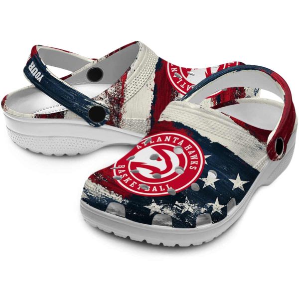 personalized atlanta hawks patriotic stripes clog high quality