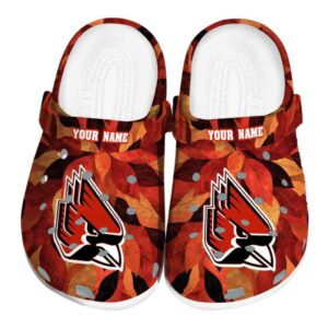 personalized ball state cardinals autumn leaves clog best selling