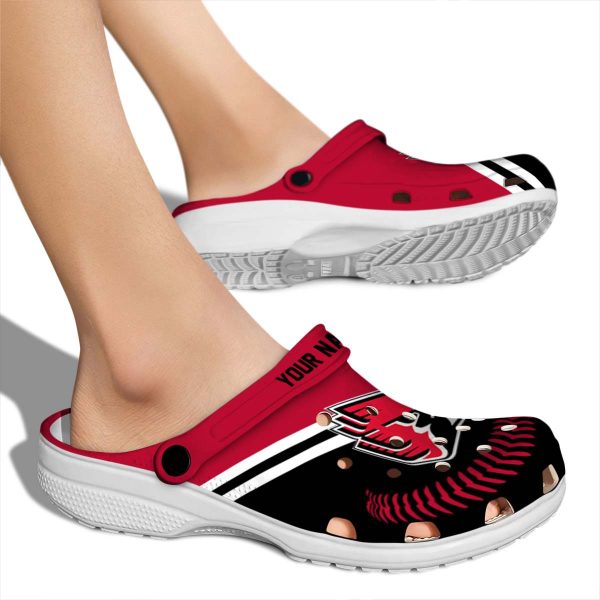 personalized ball state cardinals baseball motif clog fashion forward