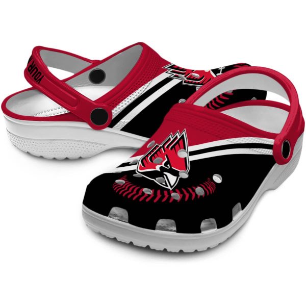 personalized ball state cardinals baseball motif clog high quality