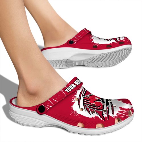 personalized ball state cardinals splash motif background clog fashion forward