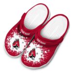 personalized ball state cardinals splatter background clog best selling