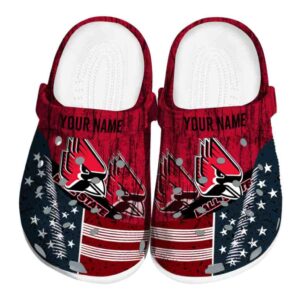 personalized ball state cardinals star spangled side pattern clog best selling